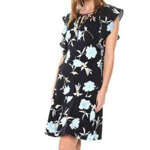 Ellen Tracy Black Premiere Floral Flouncy Sleeve Dress Size S M NEW $99